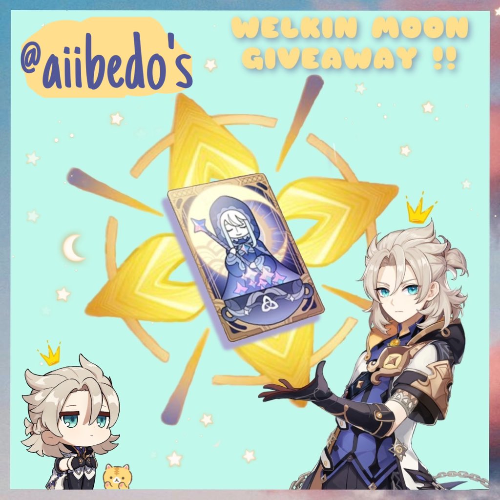 renaleii's tweet photo. —◈「 GENSHIN WELKIN MOON GIVEAWAY 」

prizes:
◈ 6 welkin moons
    ↳ 6 winners total

• rules:
— rt + like
— must be following!

• info:
— all platforms
— ends 10/25
— via venmo, paypal, or mhy top up
— #GenshinImpact #原神 https://t.co/cbSn4I9Pko