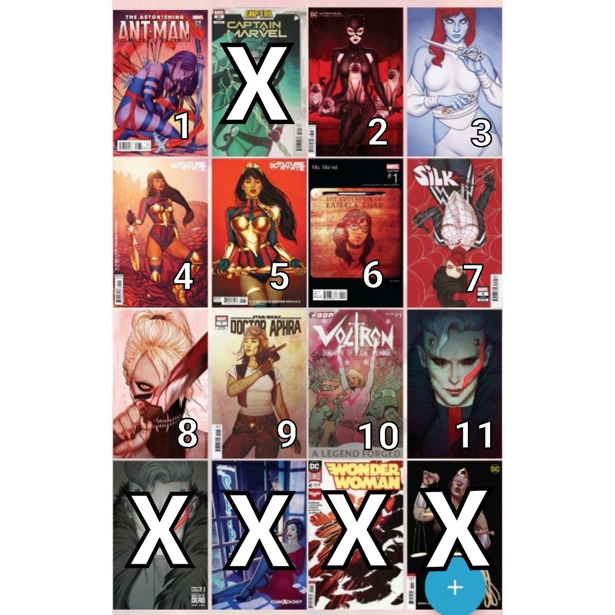 E_DeCastro's tweet photo. Jenny Frison signing happening and I CANNOT DECIDE!!!
Which ones would you pick?!
#jennyfrison #privatesigning #xmen #psylocke #mystique #catwoman #wonderwoman #yaraflor #kamalakhan #msmarvel #hiphopvariant #silk #sikt #ericaslaughter #starwars #doctoraphra #voltron https://t.co/RyE3av1zov