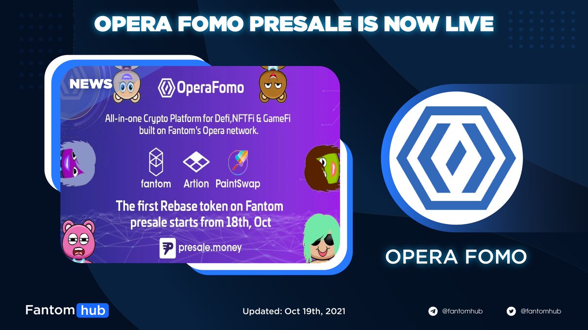 Sonichub_'s tweet photo. .@opera_fomo Presale is now live!
#OperaFomo elastic supply token built on the Fantom's Opera Network.
Details:
https://t.co/JxxkdJ0pL3
#FTM $FTM #Fantomhubnews https://t.co/v2vxtep2b9