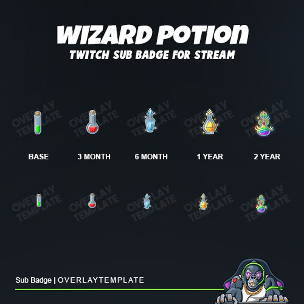 Hi Guys 😍🙌
Our new pack badges for twitch streamer .A wizard potion, Its featuring superb water with multipie purposes.

Let's check our site ,Bellow ! ⬇️
overlaytemplates.com

#overlaytemplate #twitch #twitchstreamer #cartoon #art #subbadgestwitch #twitchsubbadges #Gfx