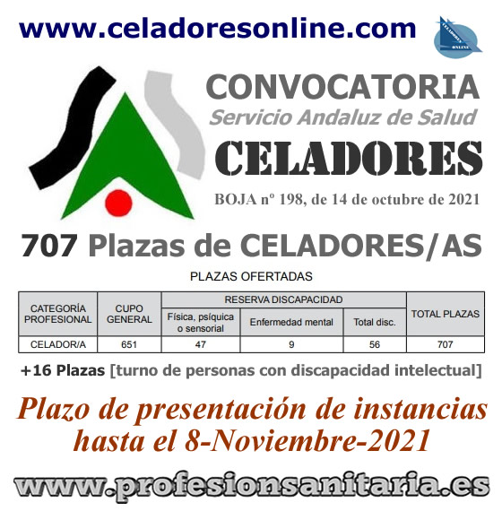 Convocatoria de 707 plazas de Celadores/as del S.A.S. - Servicio Andaluz de Salud, en plazo abierto de presentación de instancias hasta el 8-Noviembre-2021... FCCR7JbXIAUjVb5?format=jpg&name=small