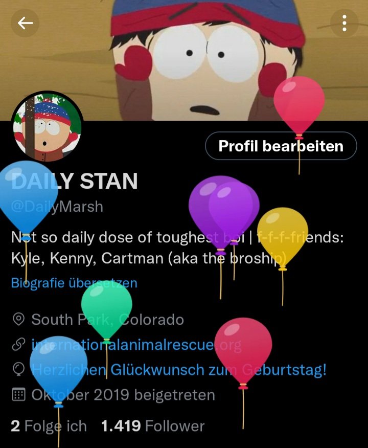 DailyMarsh's tweet image. Happy Birthday, Stan! May the new year bring you a pleasant episode/movie/special/game to be in! 🥳💙
[Screenshots are, as expected, from Season 15, Episode 7: "You're Getting Old"]
