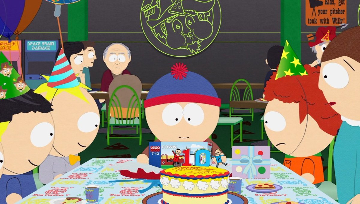 DailyMarsh's tweet image. Happy Birthday, Stan! May the new year bring you a pleasant episode/movie/special/game to be in! 🥳💙
[Screenshots are, as expected, from Season 15, Episode 7: "You're Getting Old"]