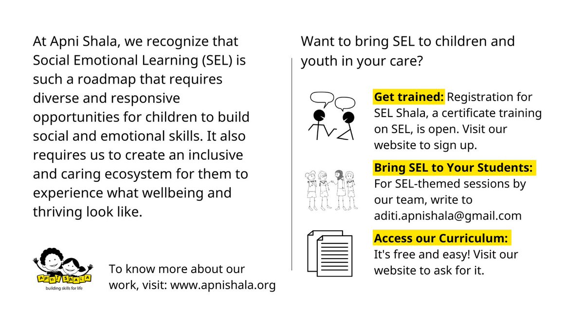 ApniShala's tweet photo. Here are so many different ways we can work together for your students. Connect today!
#SocialEmotionalLearning #SEL #Education #MentalHealth #Wellbeing #Children #Students #educators #professionaldevelopment #teachertraining #love #compassion #resilience #narrativepractices https://t.co/gwYArLev1I