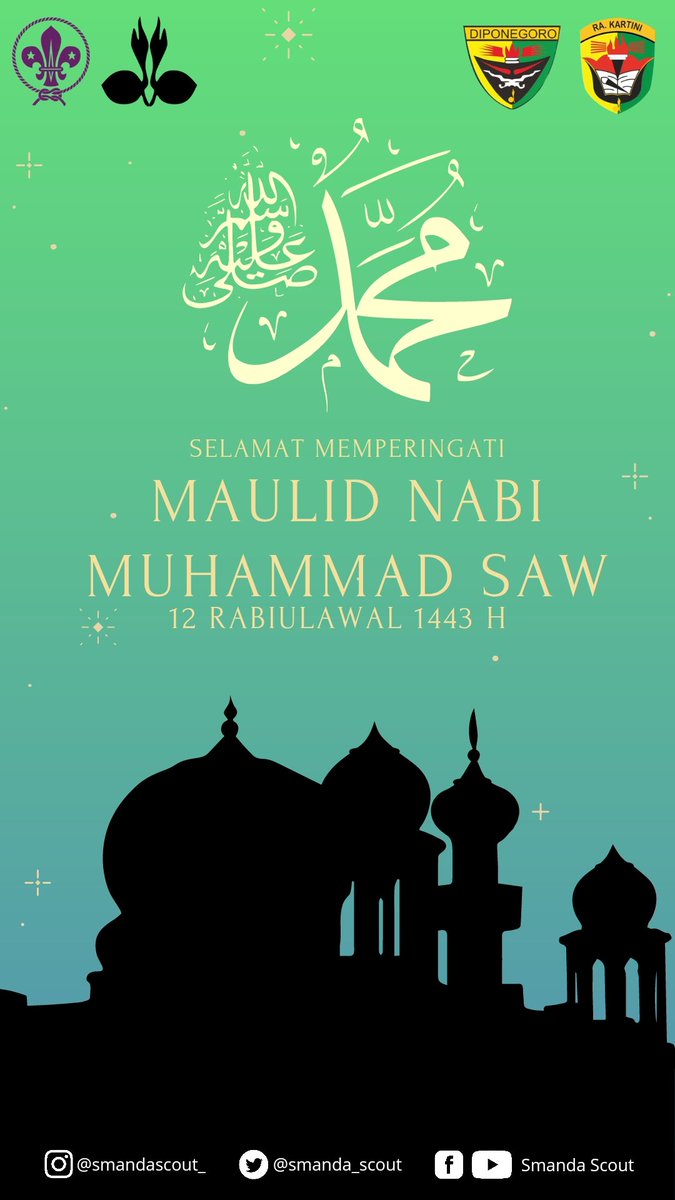 smanda_scout's tweet photo. Kami mengucapkan selamat memperingati Maulid Nabi Muhammad SAW 
#maulidnabi 
#maulidnabi2021 
#MaulidurRasul2021 
#pramuka_jateng https://t.co/muh1tfGbOI