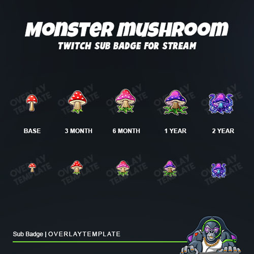 Hi There 😍
Look at this a twitch pack badges for stream .
The Dangerous Mushroom.🍄☠

check it out !!
Ready on our site : overlaytemplate.com
Ready on Etsy  : Overlay Template
 #twitch #overlaytemplate #twitchstreamer #twitchbitbadges #twitchsubbadges #twitchemotesupload