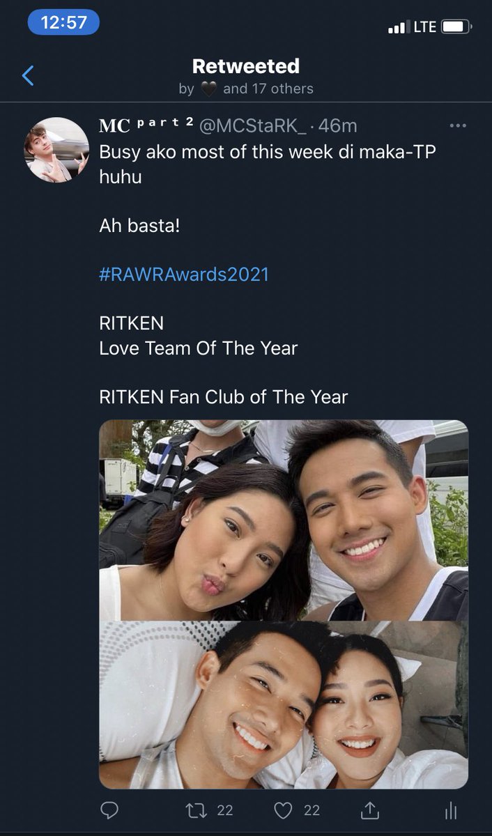 Yes sumilip lang ako eto pa notifs tama twotwotwotwo talaga malakas

#RAWRAwards2021 

RITKEN 
Love Team Of The Year

RITKEN Fan Club of The Year