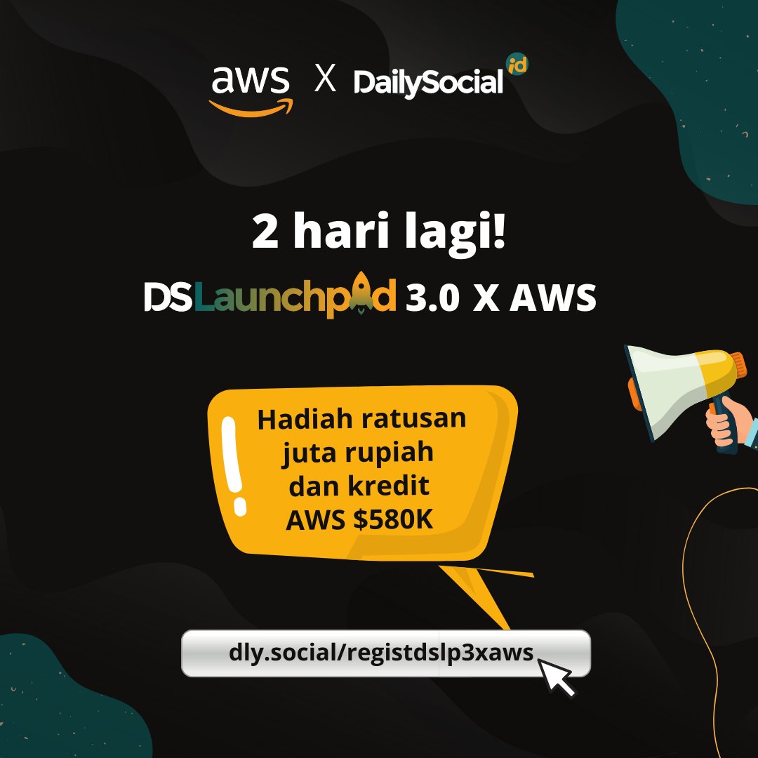 dailysocial's tweet photo. Jangan lewatkan kesempatan emasmu!
Pendaftaran #DSLaunchpad 3.0 akan ditutup.
Segera daftarkan tim kamu sekarang juga di sini: https://t.co/hQV9V9Tgm2
#DSStartup #DSLauncpad3.0 #AmazonWebService #Inkubasi #StartupIsLife #StartupIndonesia https://t.co/v2Bkq3Fm1M
