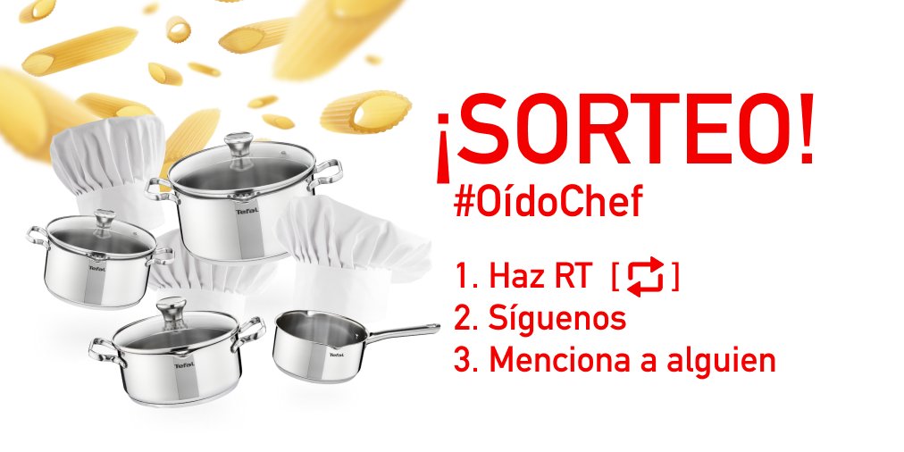 Tefal_ES's tweet photo. ‼️ #OídoChef ‼️ 👉 ¡SORTEO!  Haz [RT+Follow] y menciona a alguien.⁣
⁣
🎁 Sorteamos un SET de BATERÍA DUETTO en cada canal de TEFAL España: Facebook, Instagram y Twitter. ⁣
⁣
📆 Tienes tiempo hasta el 28 de octubre incluido.⁣
⁣
¡Suerte! https://t.co/PqO746YZKL