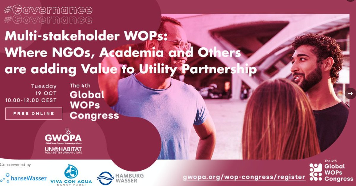 APE_EU's tweet photo. 💧Join this morning the #WOPCongress main session 🤝"How are NGOs, academia & others adding #value to utility partnerships?" at 10AM⏬
💧This session has been co-convened by APE's member @hamburgwasser on #Governance
Register: https://t.co/FoxlnWH8WU https://t.co/aJ5z58gLEU