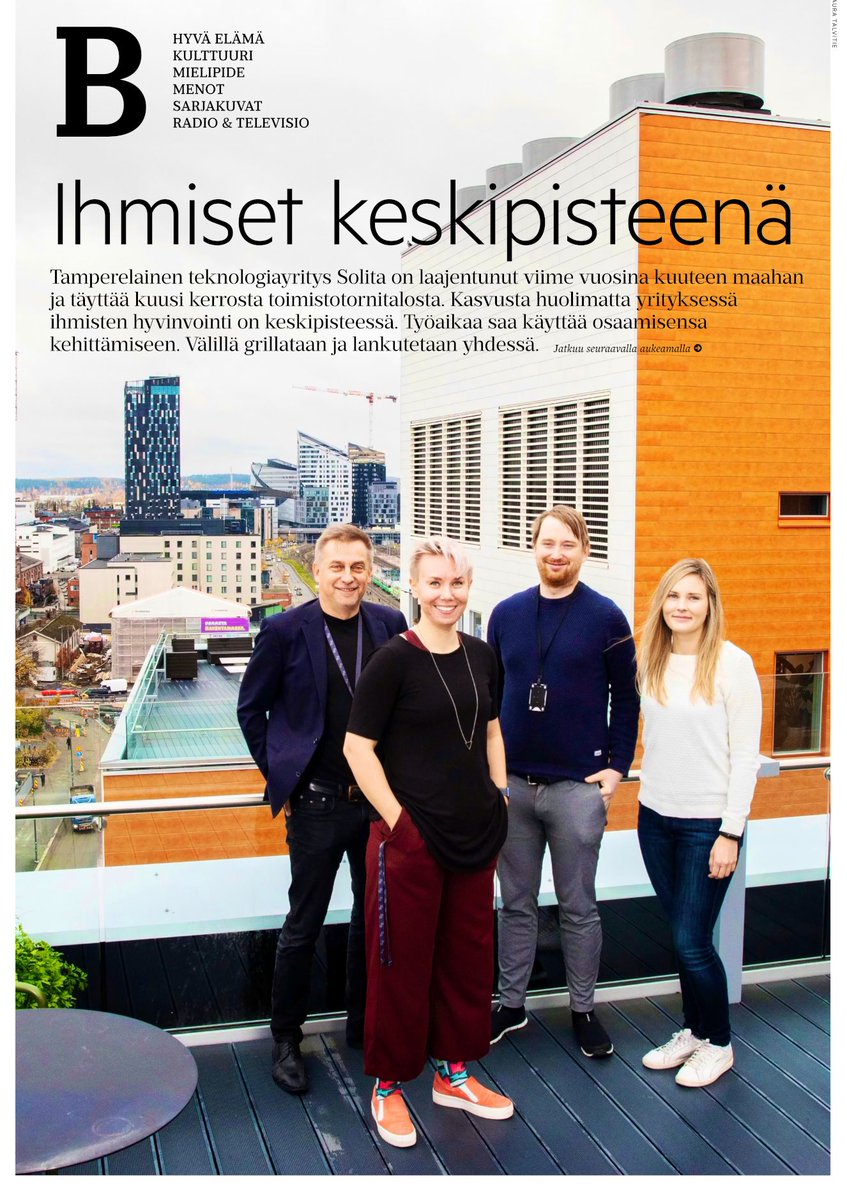 ”Tamperelainen teknologiayritys Solita on kansainvälistynyt vauhdilla. Kasvusta huolimatta yrityksessä ihmisten hyvinvointi on keskipisteessä” #kasvu #työelämä
aamulehti.fi/tyoelama/art-2…