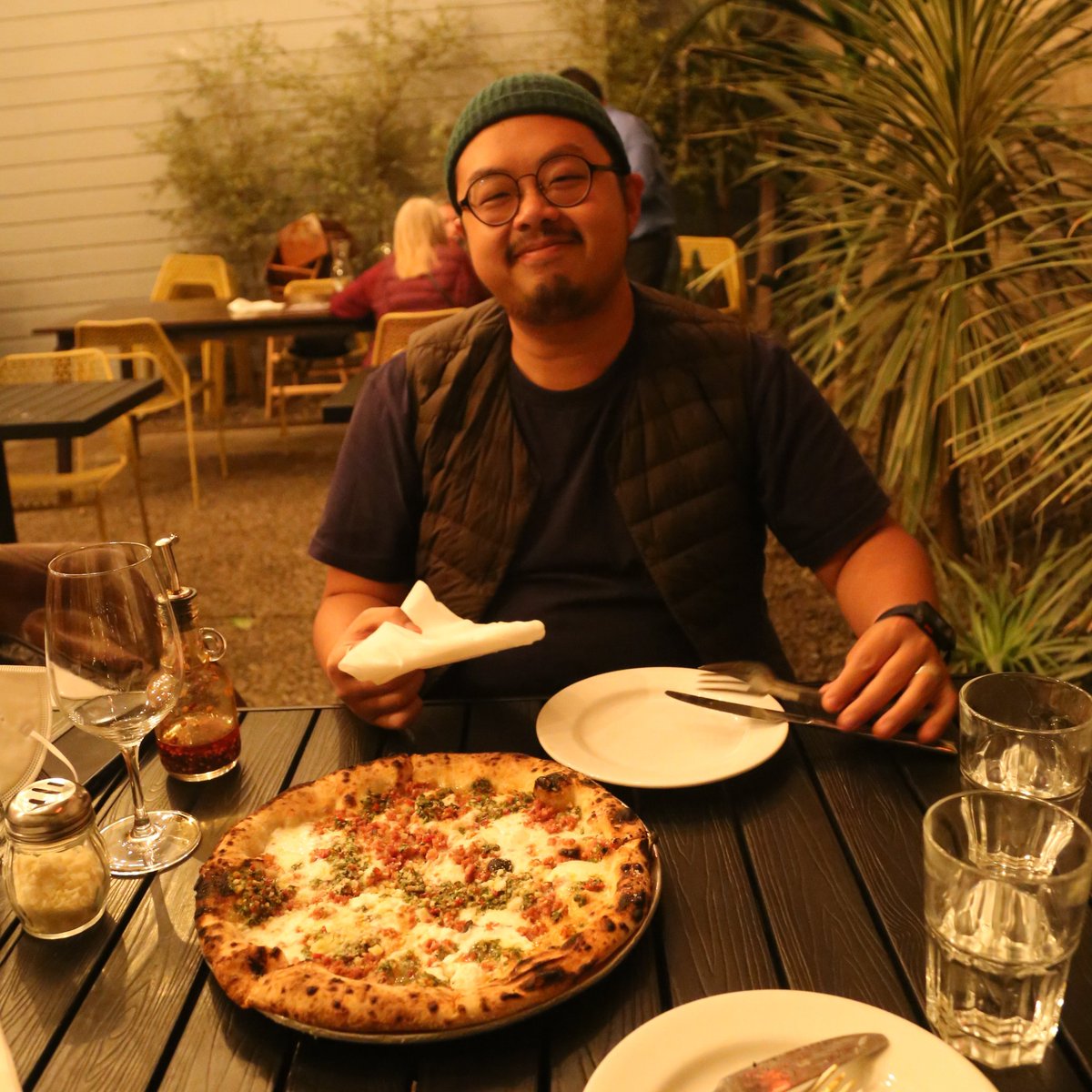 wilsonpoon's tweet photo. Dinner at Fiorella with @acerdotio for #SFRestaurantWeek: prosecco to start, quattro formaggi arancini, salsiccia pie, & almond + meyer lemon ricotta cake π₯πππ° https://t.co/o7p1YQv2du