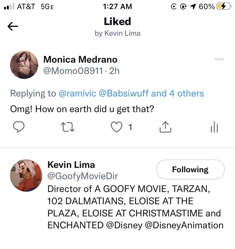 Momo08911's tweet photo. Y’all @GoofyMovieDir just liked my tweet. This is the greatest day ever 😭 https://t.co/E8GCvxJw3z