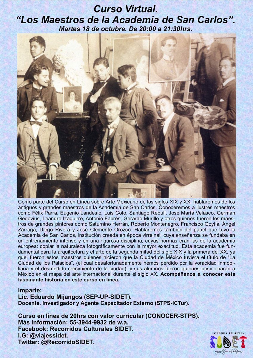 Acompáñanos este martes a las 20hrs a esta charla/clase sobre arte mexicano.
Info: 5539449932.
#arte #artemexicano #sancarlos
