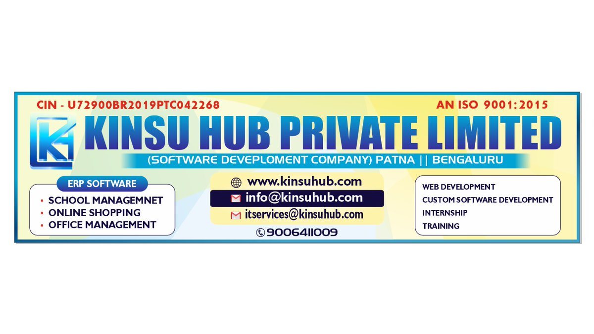 kinsuhub's tweet photo. Kinsu Hub Private Limited #kinsuhub #kinsu_hub_private_limited #kinsu_hub #Software #development #ERP #webdev https://t.co/YUgeI7LMXq