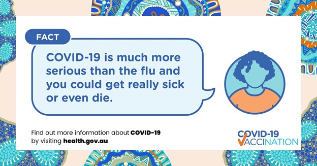NACCHOAustralia's tweet photo. #COVID19 is not the same as the #flu. It can make you much sicker, and it’s spread more easily between people.

Make sure you get your flu #vaccine, as well as both doses of your COVID-19 vaccine, to be most protected.

Make an appointment to get the vaccine today. https://t.co/HUrPpPFva8