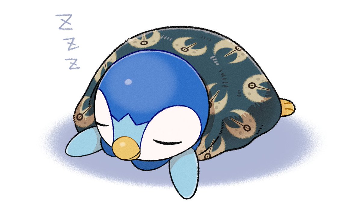 piplup no humans sleeping pokemon (creature) closed eyes solo zzz toes  illustration images