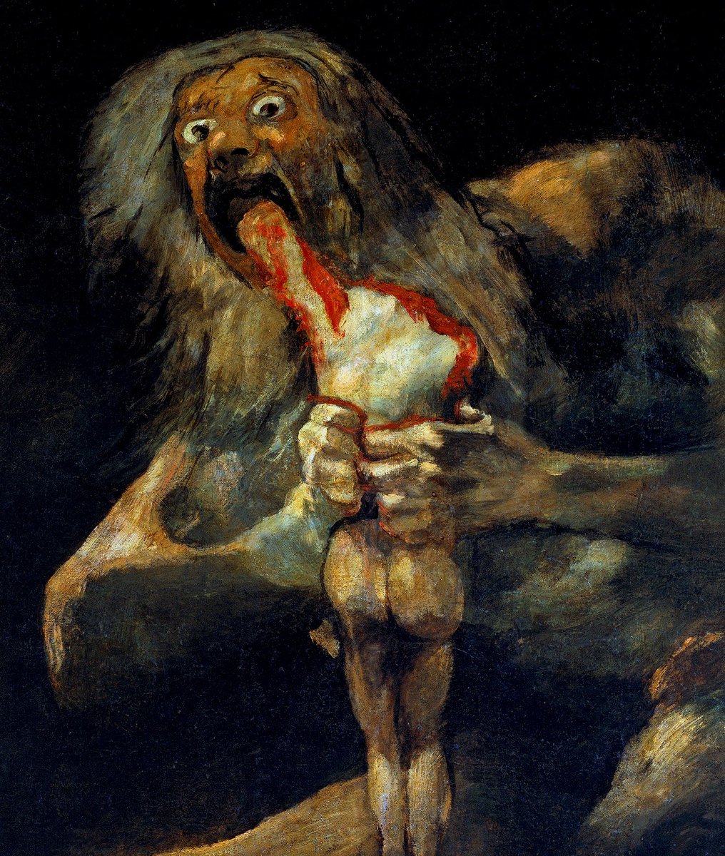 RT @RevRichardColes: Man at hotel breakfast eating his sausages and tomatoes like one of Goya’s Black Paintings. https://t.co/l4OafYdzZm