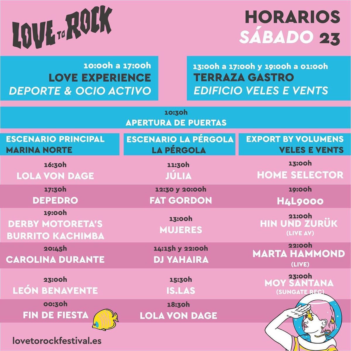🔵 A La Marina les músiques i els músics vénen de la mar. El divendres i dissabte, <a href="/Love/">LOVE</a> to Rock omplirà de bona música Marina Nord, la Pèrgola i Veles e Vents. A més innovació, tecnologia, gastronomia, esport i oci actiu.