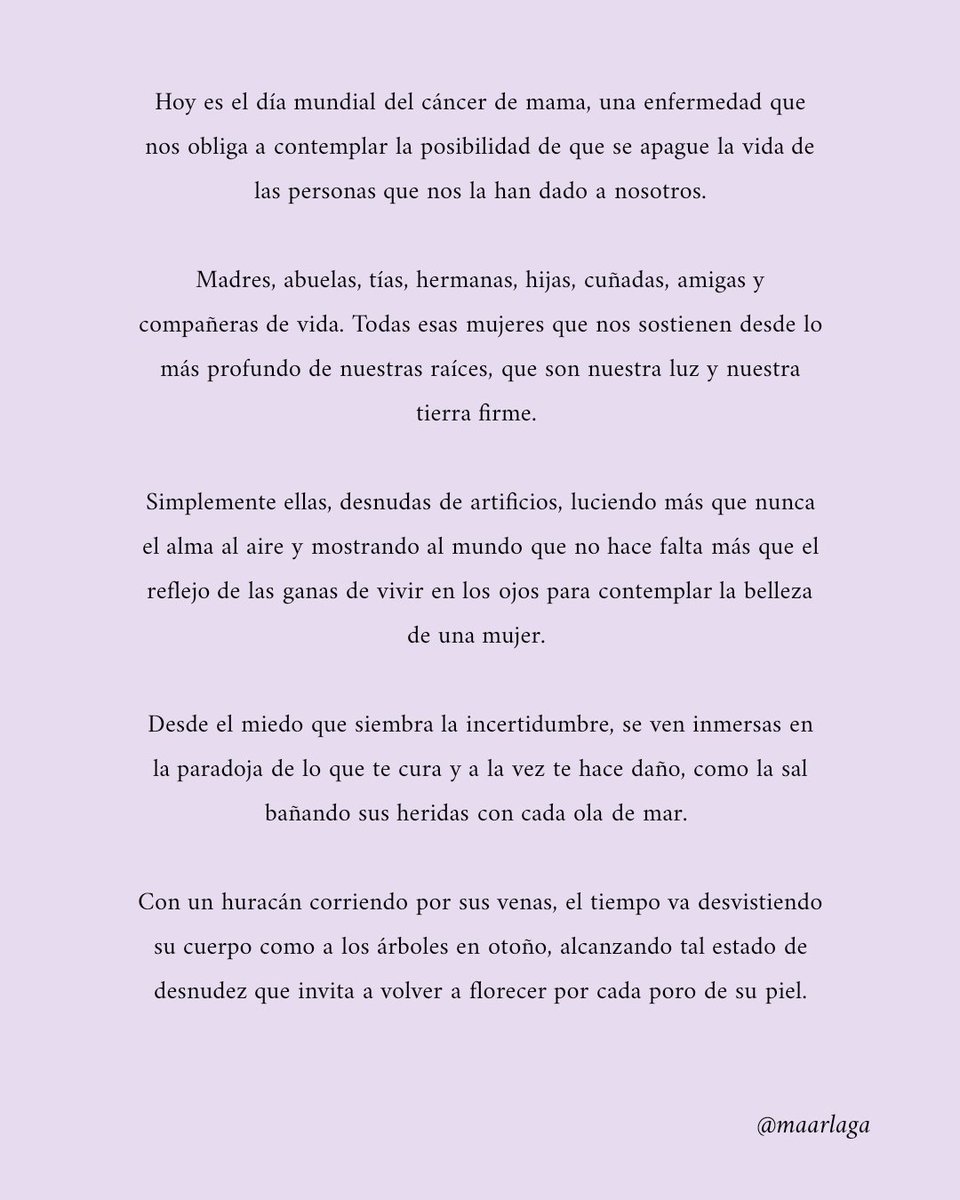 maarlaga's tweet photo. Porque siempre escuchamos hablar de ellas, pero nunca imaginamos que le tocaría a ella.

Feliz 19 de octubre y feliz vida.

Hoy y siempre, por ellas💪🏻💜

#DiaMundialdelCancerdeMama #CancerDeMama #PorEllas https://t.co/fRbBpEoqO3