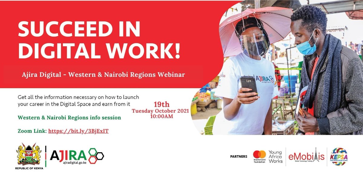 koks8's tweet photo. Please join us TODAY from 10.00 am via zoom for a live info session about Ajira Digital Program. Do not be left out. Click the link below to register and join. https://t.co/Qtma4Jokk7 https://t.co/5QI2IhIWb9