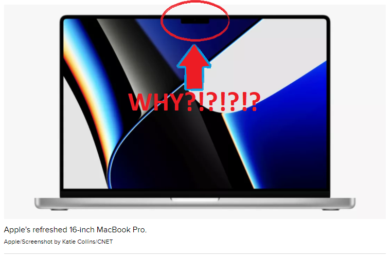 TTP_NET's tweet photo. So yeah...Apple decided the notch must come to laptops...we REALLY hope this won't become a trend. #nonotch #sillytech #why https://t.co/GGF2305QrS