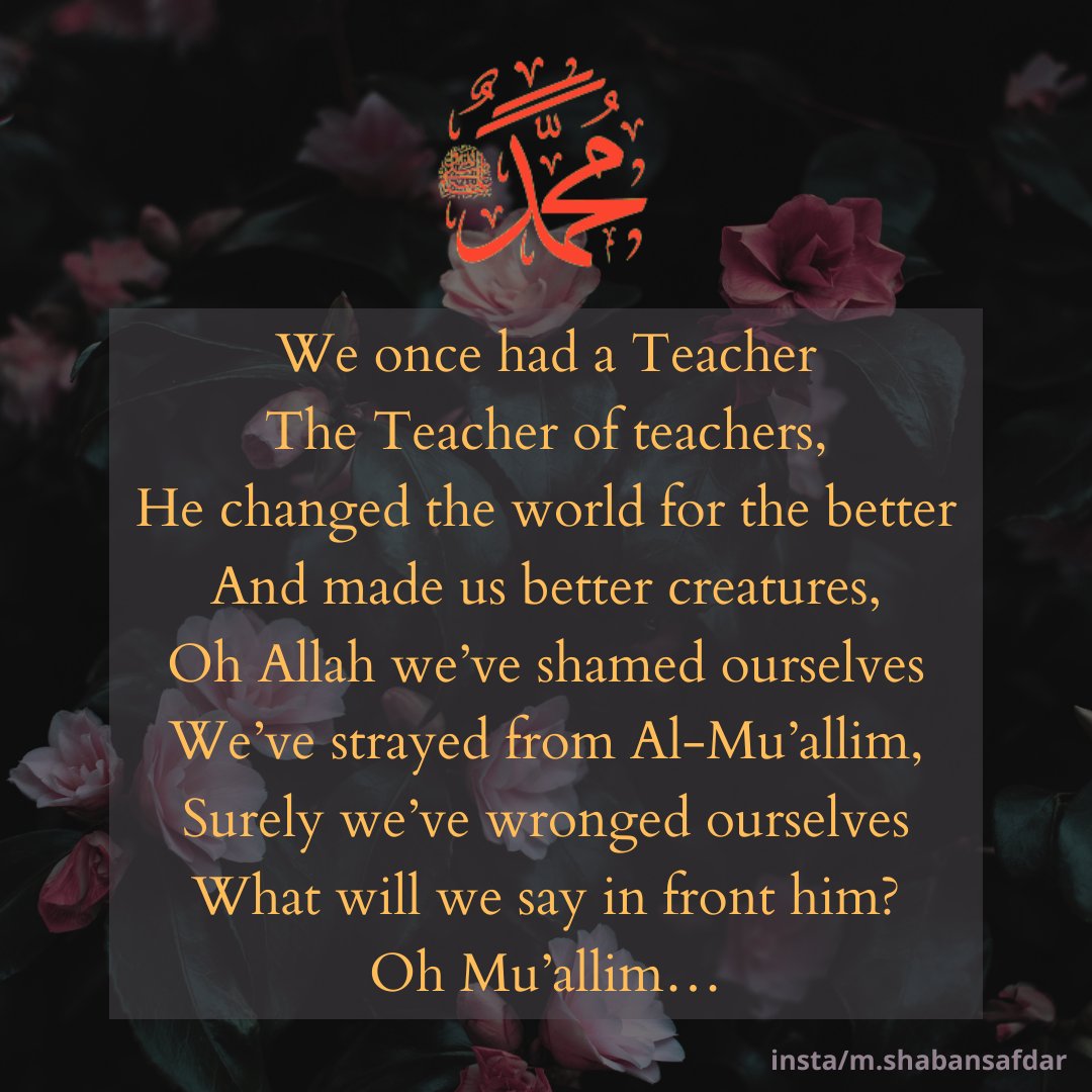 ShabanSafdar4's tweet photo. Credits:
Lyrics by @samiyusuf
Composed by @samiyusuf
From Song 🎧: Sami Yusuf - Al Mu’allim
.
.
.
.
.
#EidMiladunNabi #samiyusuf #almuallim #eidmiladunnabimubarak #weoncehad #teacheroftheteacher #hechangedtheworld #forbetterandmadeuscreature #ohallah https://t.co/pndWM9hogm