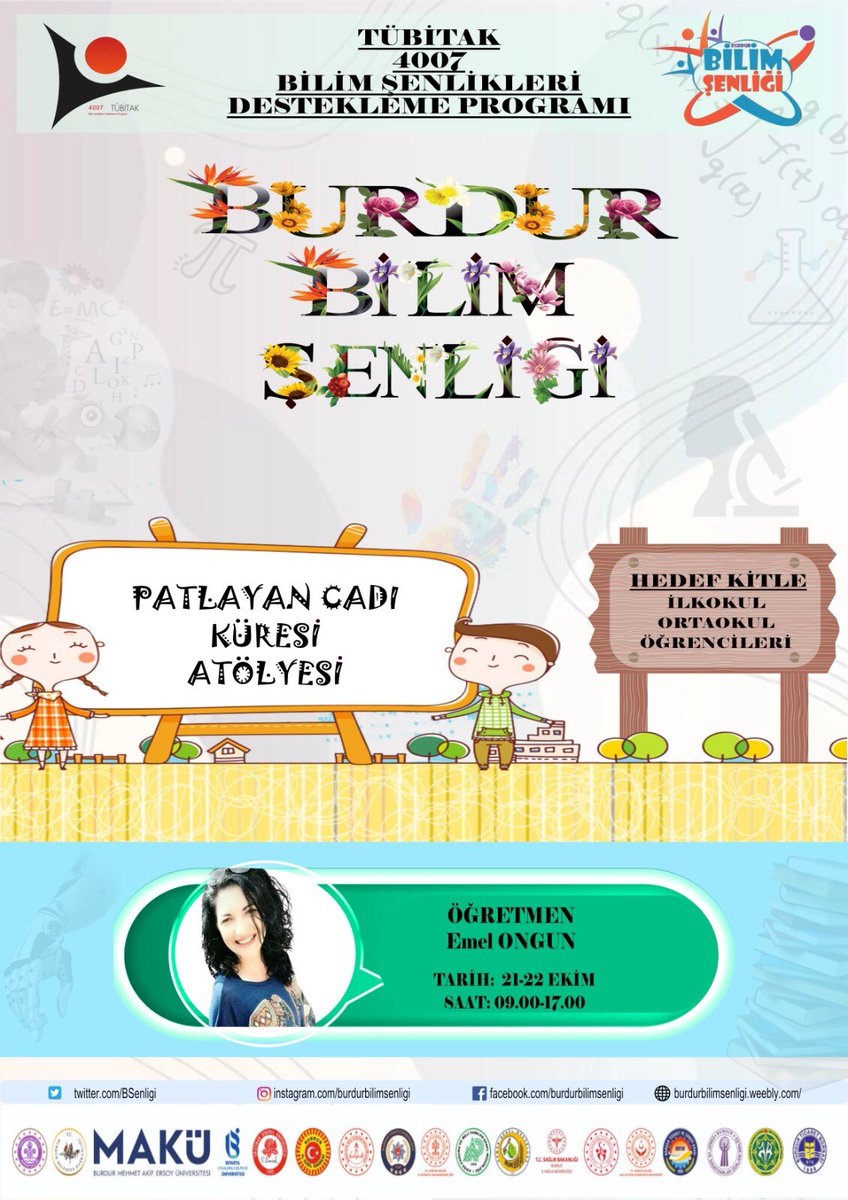 TÜBİTAK 4007 “Burdur Bilim Şenliği” 🧬🔭🧪🔬🥼
🗓 21-22-23 Ekim
📣59 atölye
📣 Atölyeler Burdur Kapalı Pazar Yeri ve Burdur Mesleki ve Teknik Anadolu Lisesinde

Burdur’un bilime yolculuğu…
Bu yolculuğa sen de katıl 🚀
<a href="/tcmeb/">Millî Eğitim Bakanlığı</a> <a href="/Burdurvalilik/">T.C. Burdur Valiliği</a> <a href="/BurdurilMEM/">Burdur İl Milli Eğitim Müdürlüğü</a> <a href="/BurdurMEMARGE/">Burdur MEM AR-GE</a>