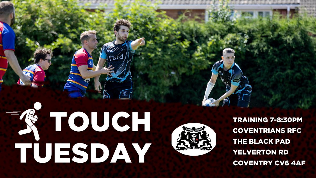 Covcorsairsrfc's tweet photo. 🏴‍☠️ Today is #TouchTuesday

🏉 If you're a complete beginner with rugby or it's been a while since you picked up a ball, this is an ideal opportunity to get involved!

📧 DM us for more info! https://t.co/cHap8HnAu3
