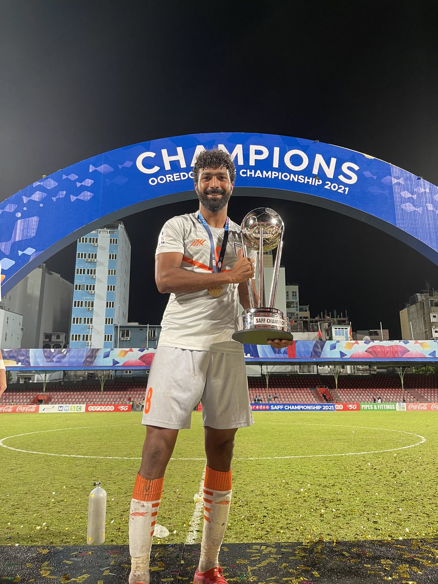 “Winning isn’t everything, it’s the only thing.” 

This trophy is really special as it's my first for the National team. Special thanks to all the fans across India and the world for supporting us 🏆🇮🇳

#saffchampionship2021 #bluetigers #aiff #indianfootball