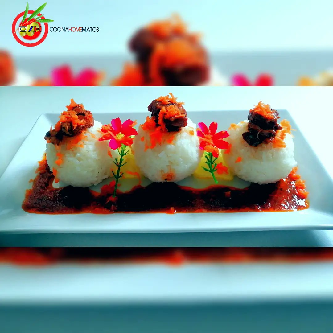 CocinaHome's tweet photo. Bolas de arroz con carne de ternera y guarnición espectacular deliciosas. https://t.co/VOTtKoVJwD