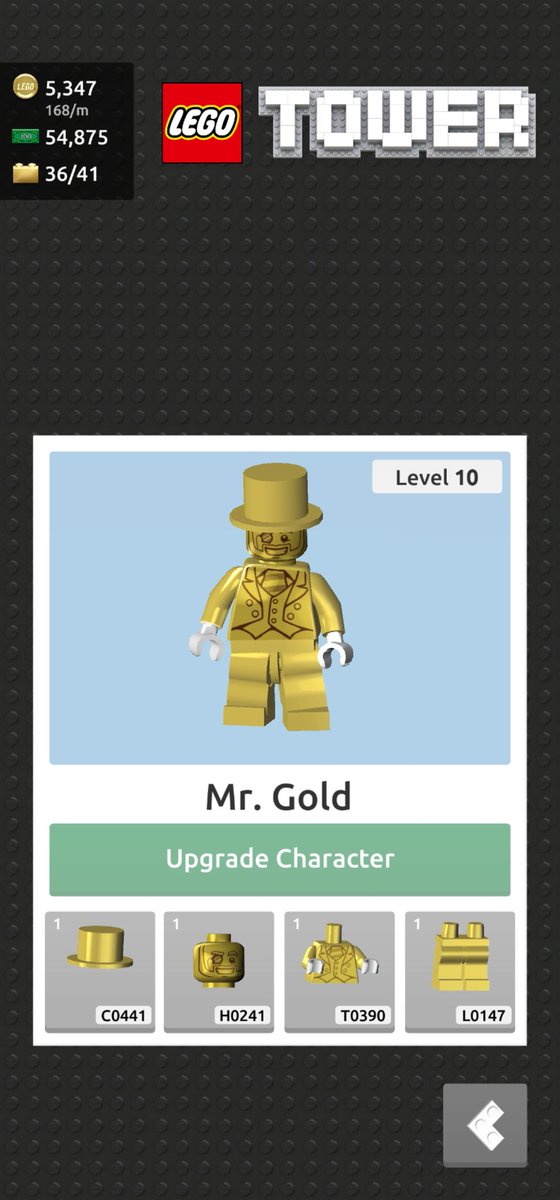 WitchyGTA's tweet photo. I'm excited to finally get Mr Gold to lvl 10! #LEGOTower https://t.co/q61RHxaXT4