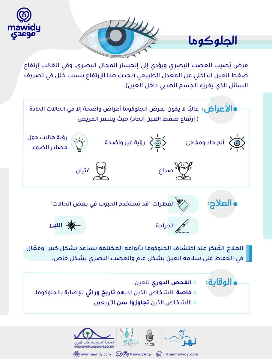 MawidyApp's tweet photo. هل سمعت عن #الجلوكوما ؟ تعرف على أعراضها و انواع العلاج و الوقاية الممكنة

#حب_عيونك
#كلنا_سند https://t.co/dNz8CbTZFw