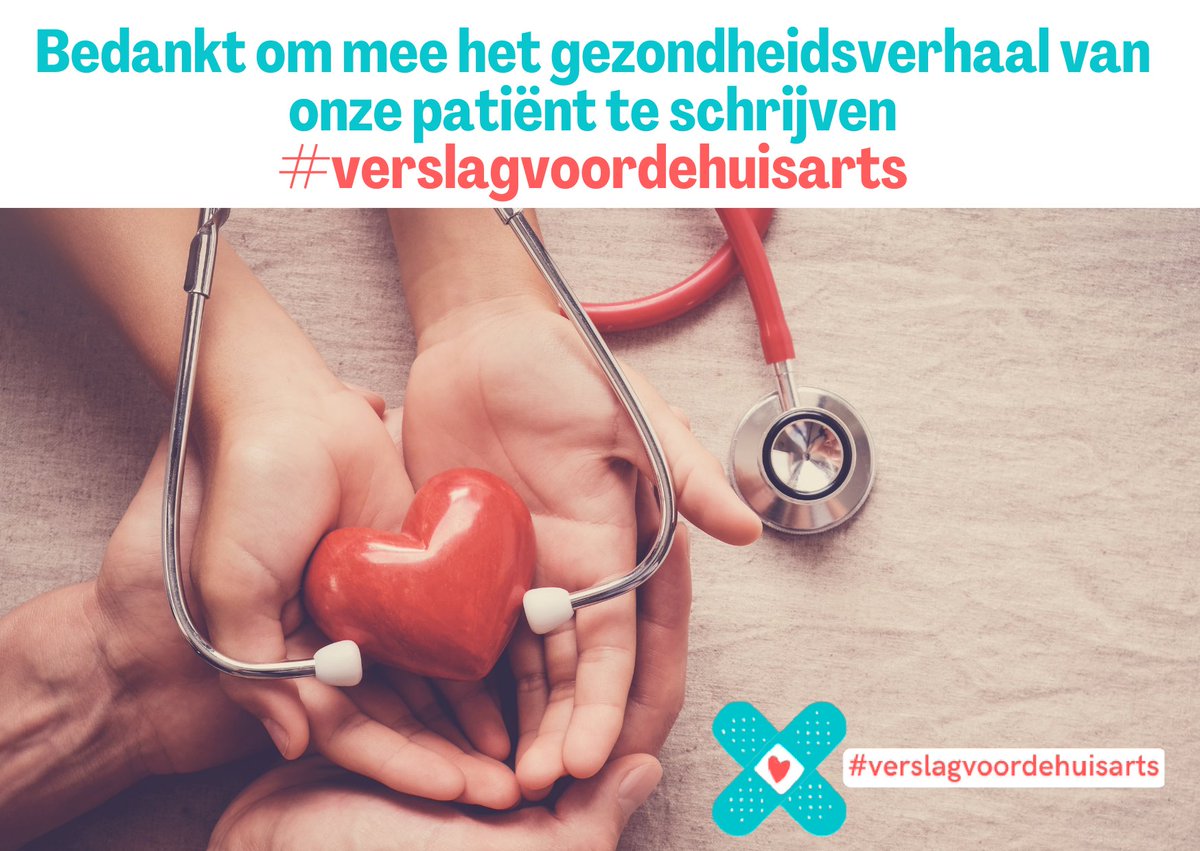 Artsenzennevallei (@artszennevallei) on Twitter photo Vandaag, 19 oktober, willen 20 Vlaamse huisartsenkringen met steun van <a href="/Domus_Medica/">Domus Medica</a> en <a href="/ordederartsen/">Orde der artsen</a> uitroepen tot dag van #verslagvoordehuisarts.
Waarom? Omdat gezondheidszorg teamwork is waarbij communicatie cruciaal is voor een goede zorgopvolging van de patiënt. Vandaag, 19 oktober, willen 20 Vlaamse huisartsenkringen met steun van <a href="/Domus_Medica/">Domus Medica</a> en <a href="/ordederartsen/">Orde der artsen</a> uitroepen tot dag van #verslagvoordehuisarts.
Waarom? Omdat gezondheidszorg teamwork is waarbij communicatie cruciaal is voor een goede zorgopvolging van de patiënt.