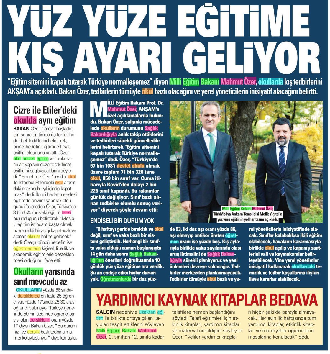 aebilgili's tweet photo. ‘Okulları açık tutarak normalleşeceğiz, süreç içinde iyileştirmeler yapılarak fırsat eşitliği sağlanacak’ https://t.co/5PoJ4RGa5b