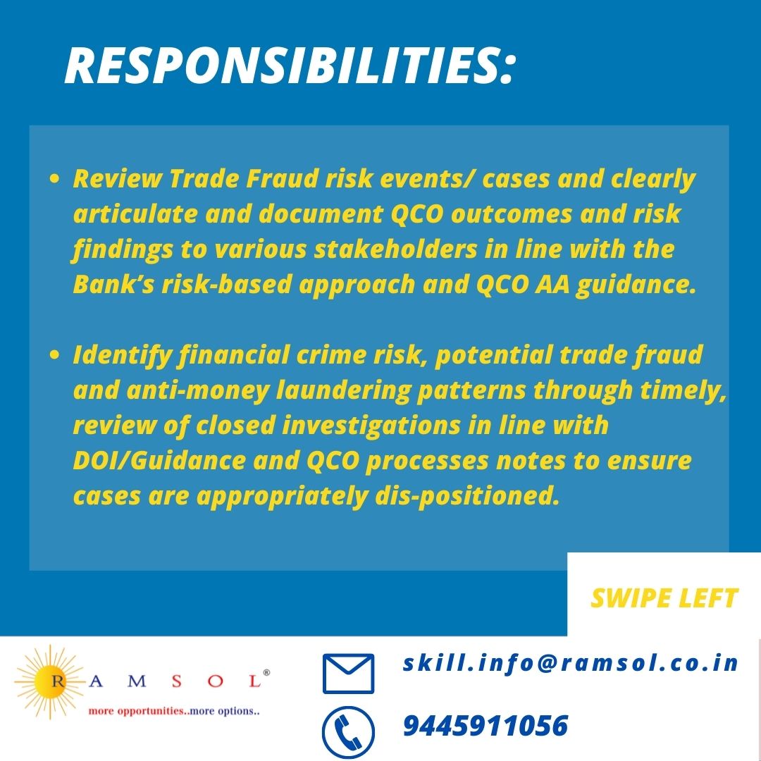 ramsolcorp's tweet photo. Hiring for the role - AML TRANSACTION MONITORING 

#AMLTransactionMonitoring #Transactionmonitoring #MonitoringJobs #JobsInIndia #IndianJobs #Jobs2021 

Link : https://t.co/tPUOvR9L3w https://t.co/06AInxSP40