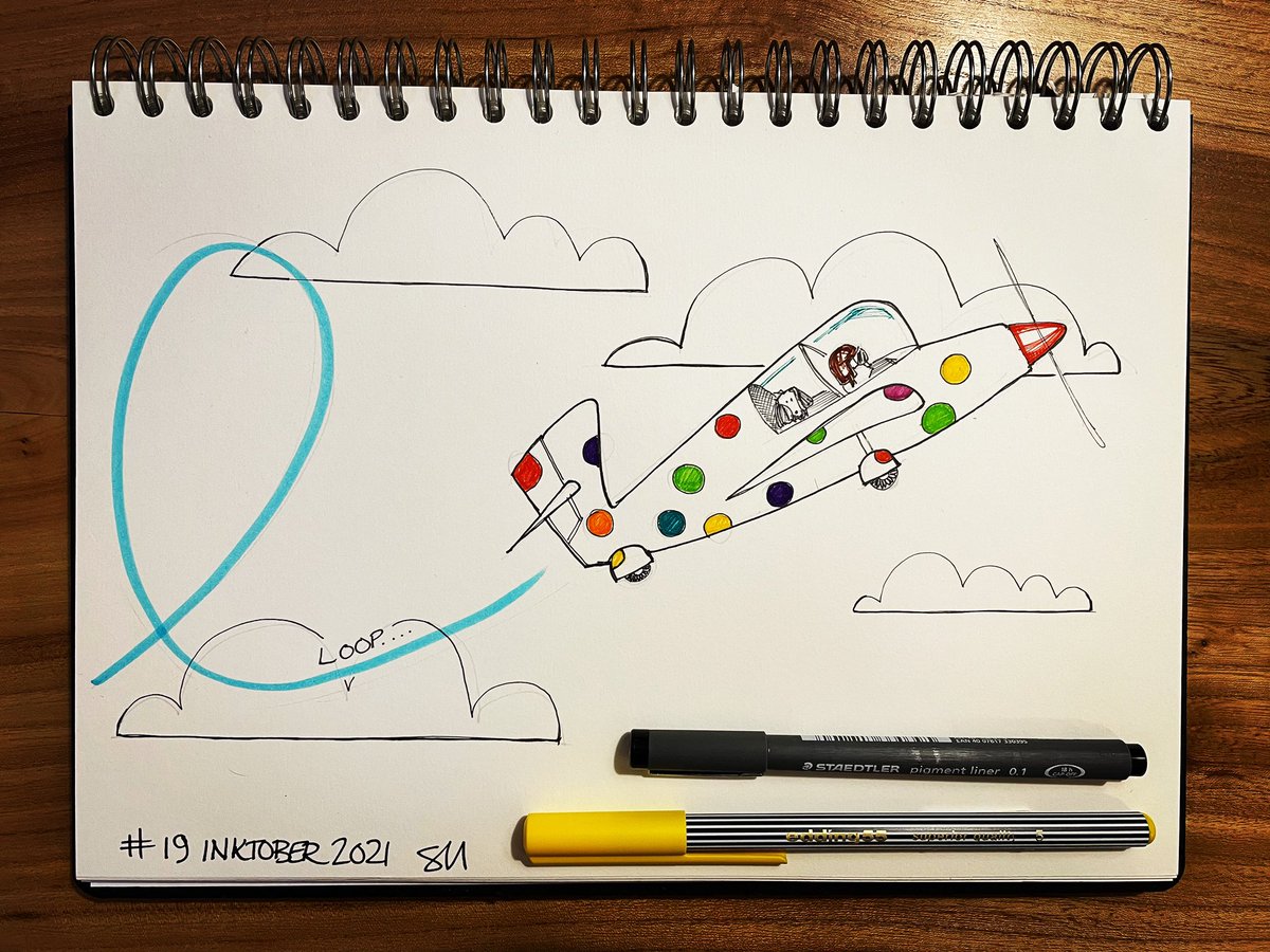 Day 19 of #inktober2021 …. I’m not sure Pippin and Aunty Mabel ever did a loop the loop on Come Outside……