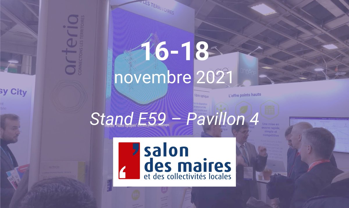 ⏳M-1avant l'ouverture du Salon des Maires et des Collectivités Locales - SMCL

Venez échanger avec les équipes d'Arteria Pavillon 4 - Stand E59  du 16 et 18 novembre 2021.
Les inscriptions c'est par ici 👉👉hubs.la/H0ZyYc10