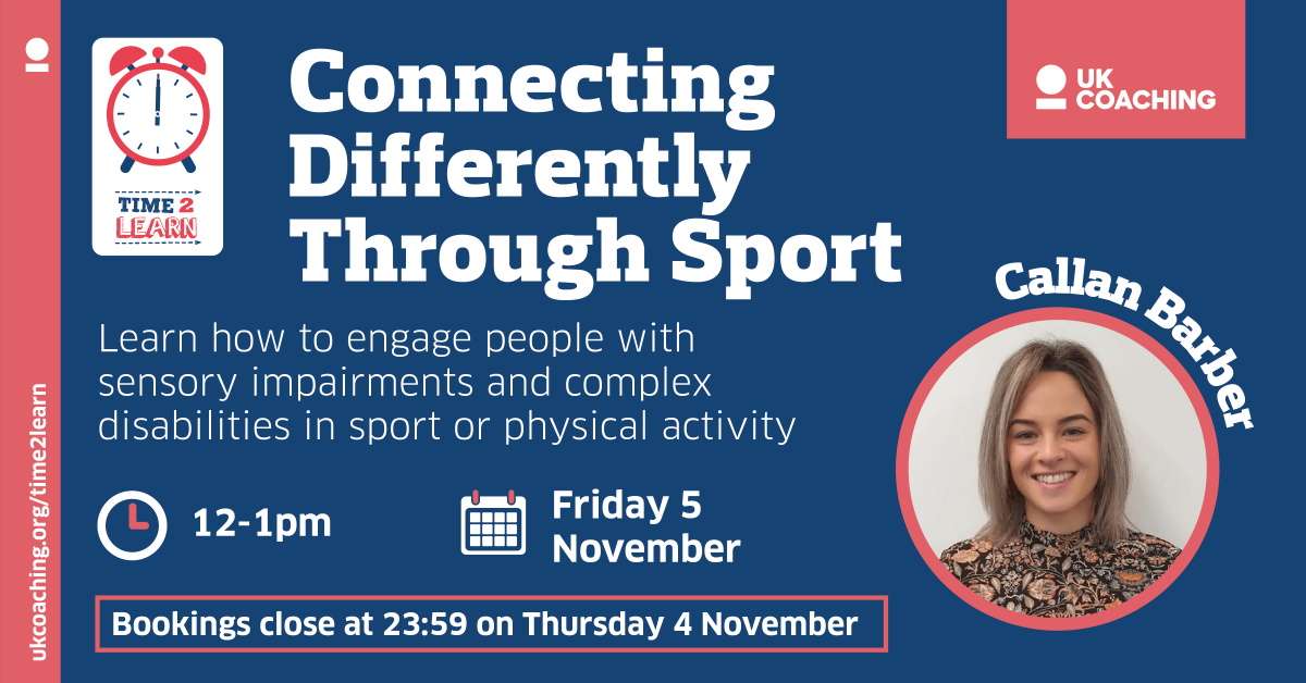 Learning to meet specific needs in your coaching can help you become a more creative coach 🙌

To find out more, come along to our free Time2Learn webinar with Callan Barber <a href="/sensecharity/">Sense</a> 🤝

It's happening on Friday 5 November (12-1pm)

Secure your place: bit.ly/3ARCHOg