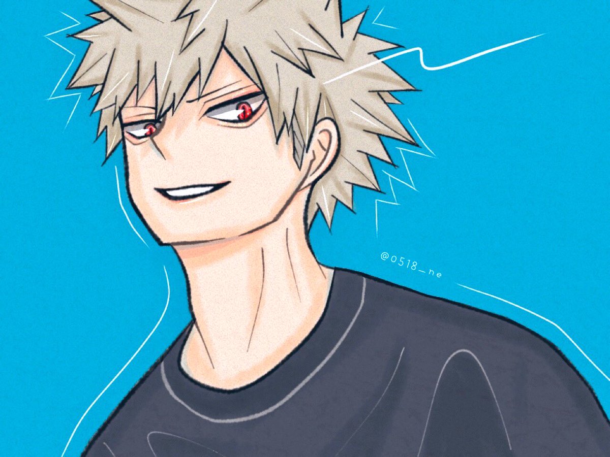 bakugou katsuki 1boy male focus spiked hair red eyes solo shirt blonde hair  illustration images