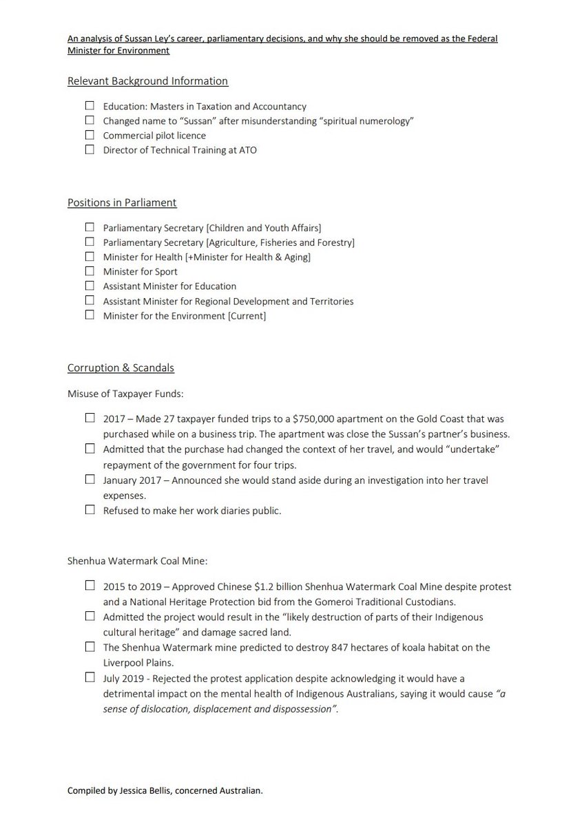 HippopiJ's tweet image. I made this a little while ago - it contains all of Sussan Ley's top "achievements": [1] #MinisterForExtinction #MinisterForEnvironment #LNPclimateVandals #LNPCorruptionParty #ClimateCrisis