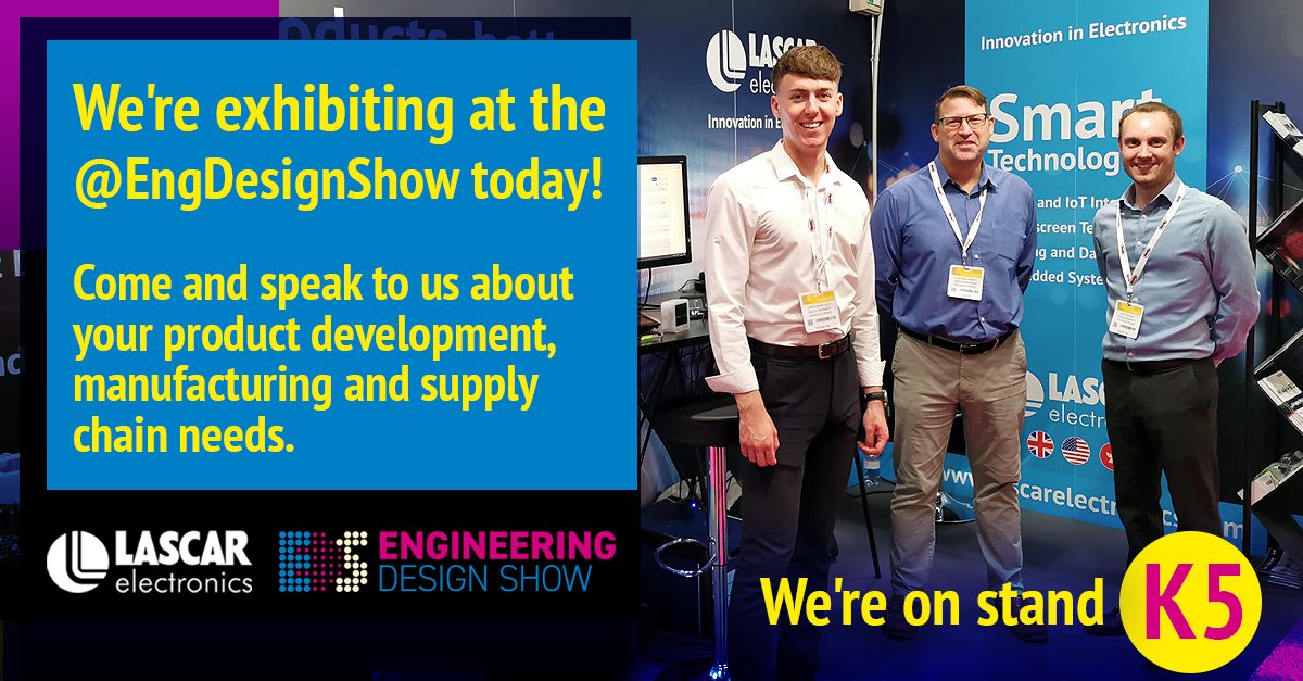 LascarLog's tweet photo. We're exhibiting at the @EngDesignShow today!
Come and speak to us about your product development, manufacturing and supply chain needs.
We're on stand K5!
#lascar #panelpilot #datalogging https://t.co/UBTxw7uNu4