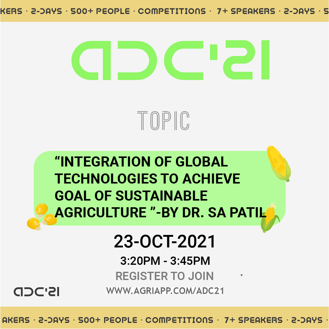 Agri_App's tweet photo. Register Now! Only 3 days left.
Dr S. A. Patil, former Director, Indian Agricultural Research Institute, New Delhi and VC, University of Agricultural Sciences, Dharwad. 

Catch Dr. SA Patil at Agritech Developer Conference - 2021.
Link: https://t.co/gZpaJryDCn https://t.co/Nbu5xwJxyP