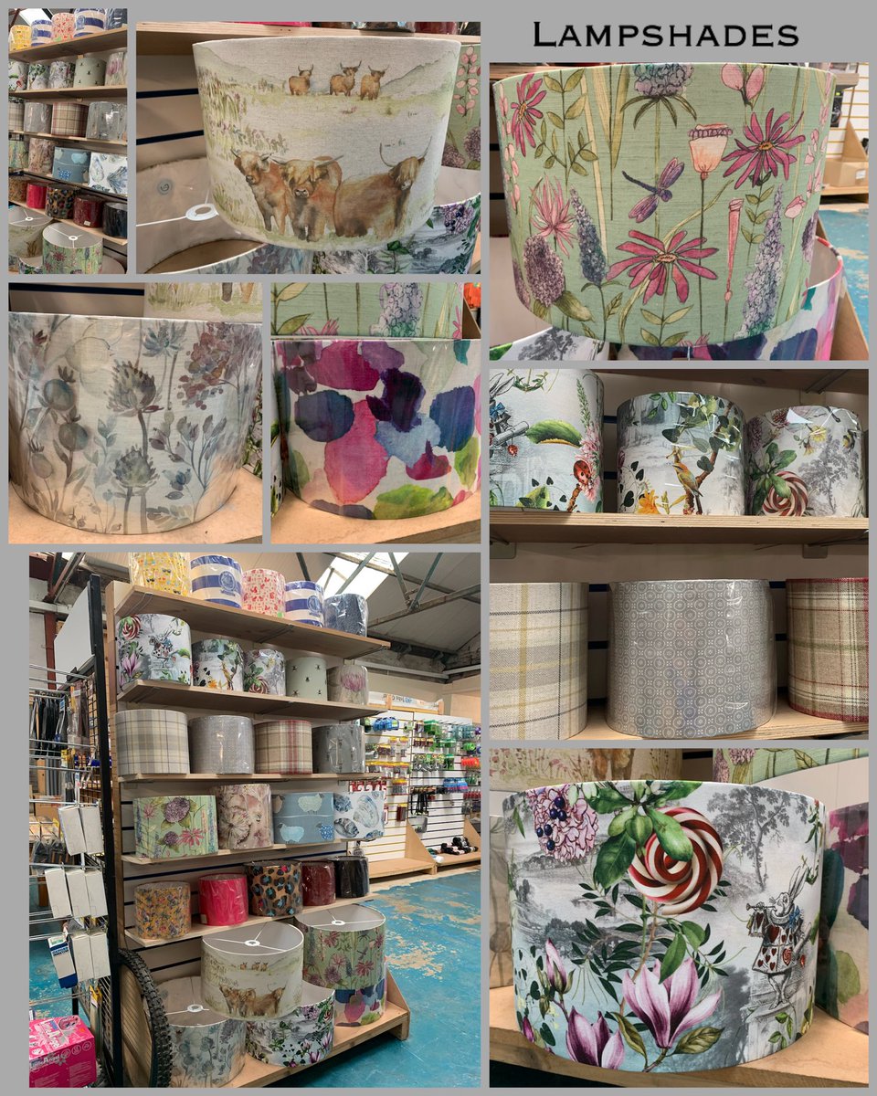 jengupholstery's tweet photo. I was shop sitting last week and kept  myself occupied in the quiet spells making lampshades 💛 all available to purchase from Deeside DIY Supplies💡💡 https://t.co/44is55knfs