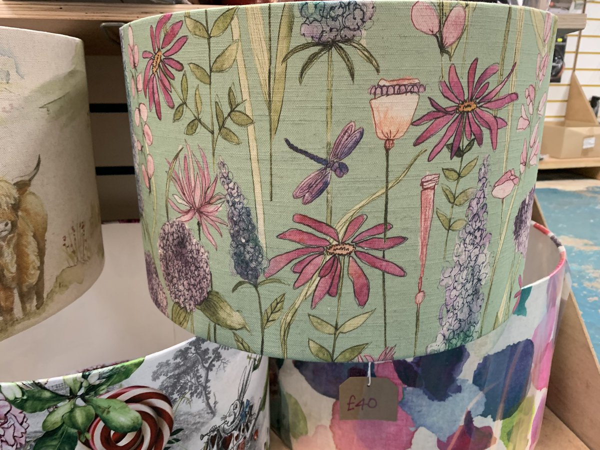 jengupholstery's tweet photo. I was shop sitting last week and kept  myself occupied in the quiet spells making lampshades 💛 all available to purchase from Deeside DIY Supplies💡💡 https://t.co/44is55knfs