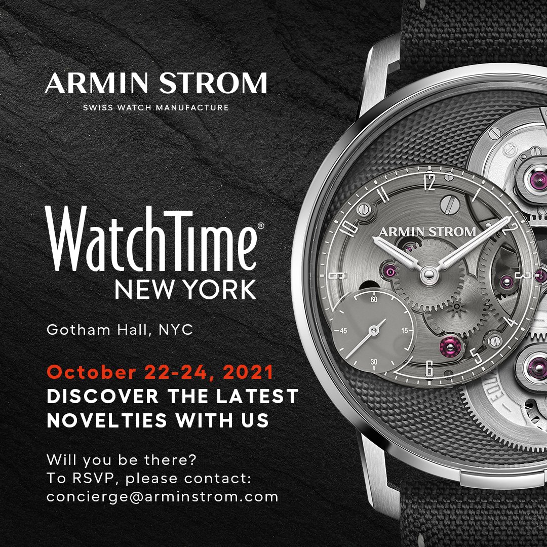 If you want to discover the latest novelties from @arminstrom, we will be at the Watch Time New York from October 22-24. See you there! #arminstrom #arminstromwatches #watchtimenewyork #system78 #gravityequalforce #Tribute1 #Resonance #ResonanceWatches