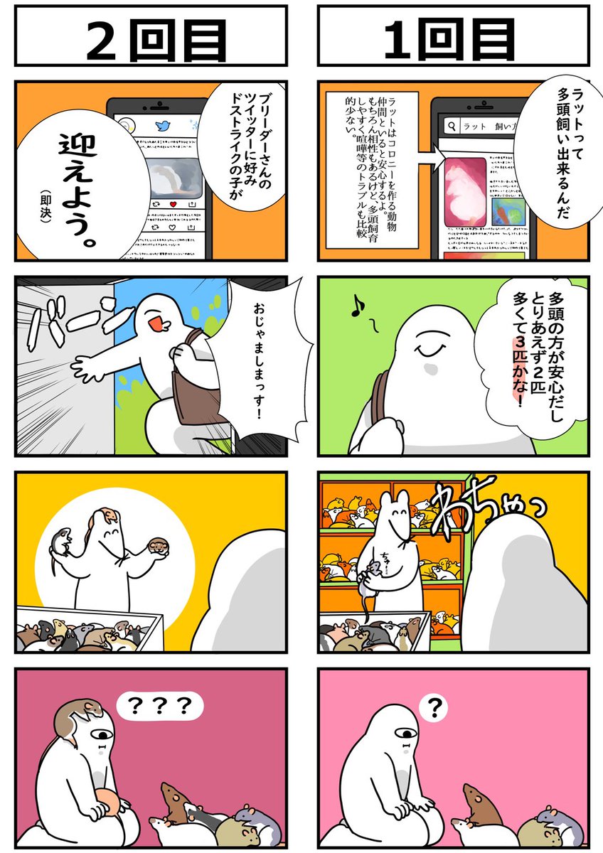 飼育を決めた時の漫画 