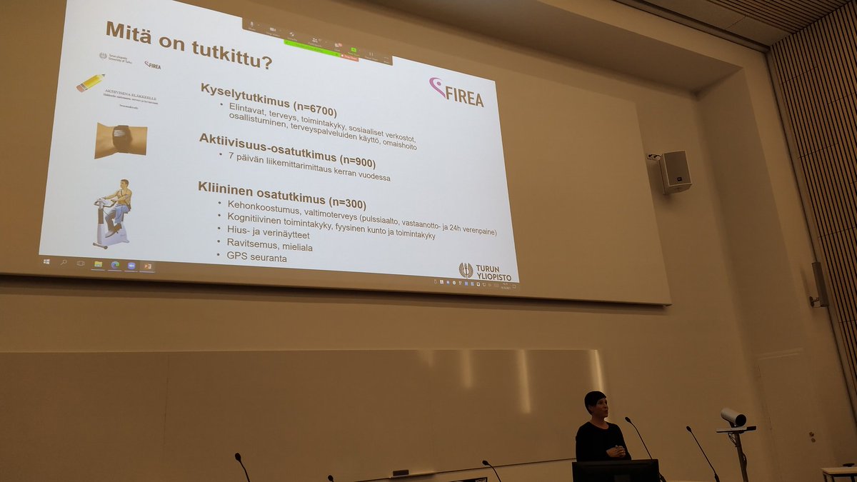 AnnaPulakka's tweet photo. @SariStenholm kertoo #FireaStudy-tutkimuksen tuloksia. Seminaarissa on mukana >100 tutkimuksen osallistujaa sekä paikan päällä että etänä. Lämmin kiitos kaikille osallistujille! @UniTurku @kristin_suorsa @sannapas https://t.co/tSPypcN7Bt