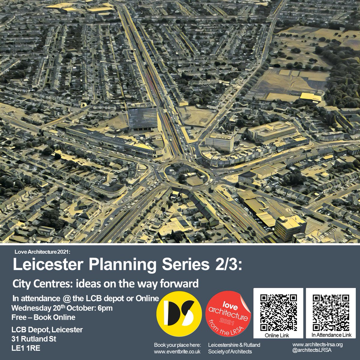 Planning Series 2/3 - TOMORROW 20/10❤️🏛️

A look at how 'City centres’ should respond to the new world. 

For more info and booking visit:

In attendance:
ow.ly/KCCq50Gs1IK

Online:
ow.ly/g4av50Gs1IJ

#LOVEArchitecture #riba #ribaeastmidlands  #designseasonleicetser