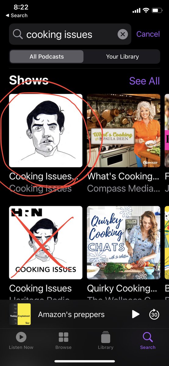 CookingIssues's tweet photo. OK. Lotta people having troubling finding the podcast. You need to resubscribe. Here is a picture of apple podcasts showing which one to use. This is cause Heritage Radio would not give us the RSS @Luke_Quinton https://t.co/87fNHDTwfY